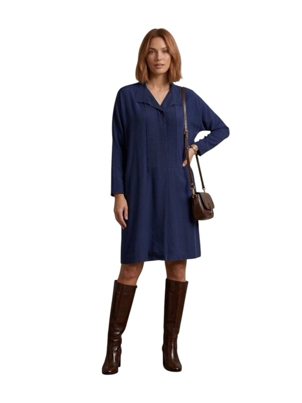 VTG Liz Claiborne 100% Silk Dress 12 Dolman Sleeve Convertible Collar 90s Y2K